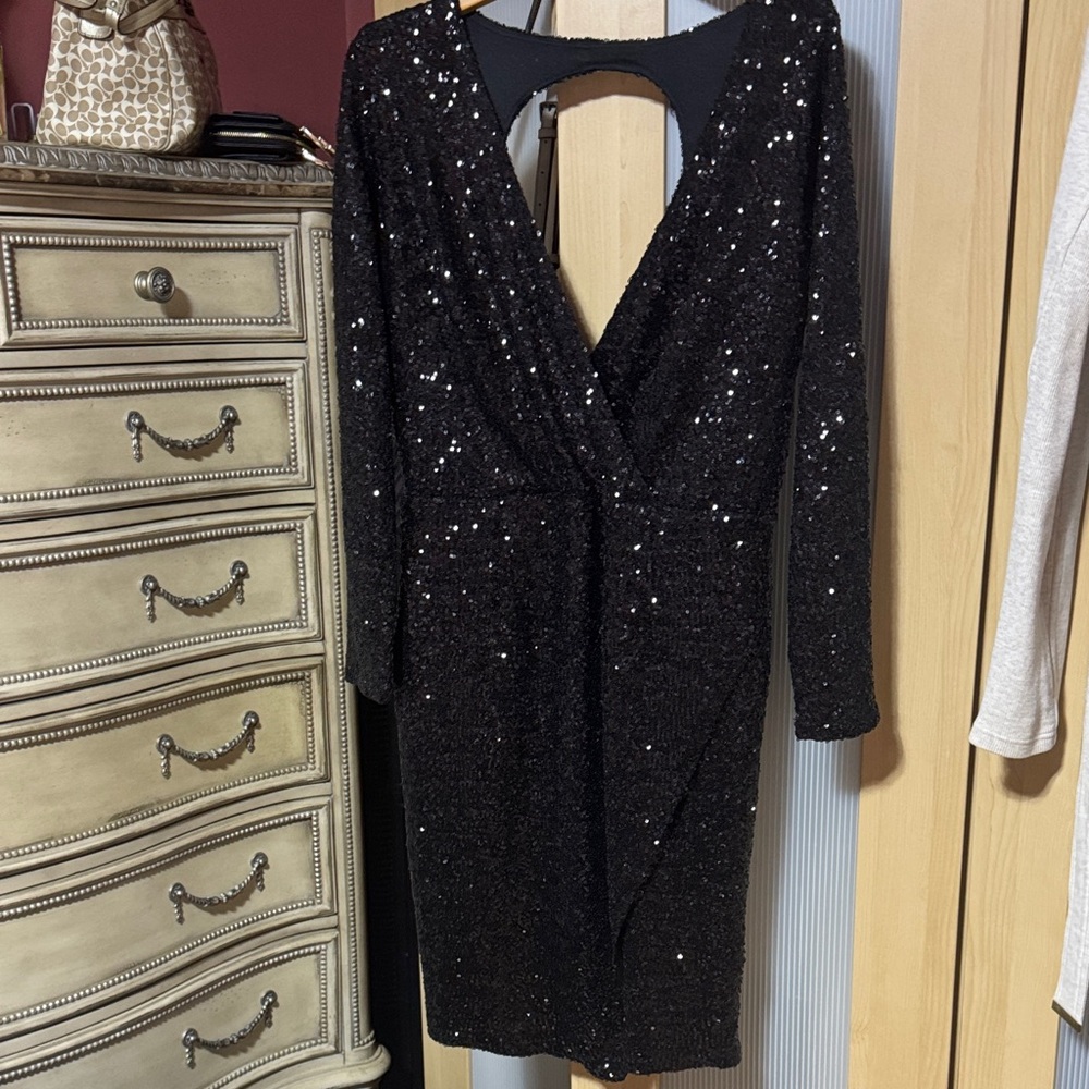 ASOS Black Sequin Backless Dress
